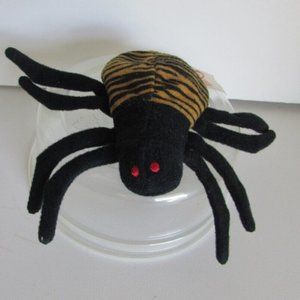 Spinner the Spider TY Beanie Baby 3.5" long Red Eyes Stuffed Animal